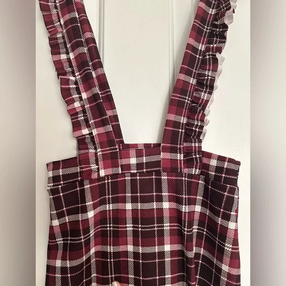 Plaid Pinafore Dress with Ruffle Straps - Picture 4 of 5